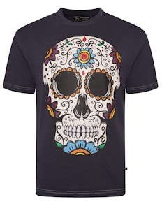 KAM Coloured Skull T-Shirt Marineblau